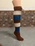Crocheted color block socks