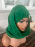 Emerald Hat and Hooded Cowl with Handwarmers