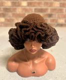 Chocolate ruffle hat