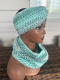 Mint Frost Crochet Headwrap & Scarf Set