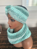 Mint Frost Crochet Headwrap & Scarf Set