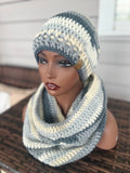 Shades of gray Hooded cowl and hat