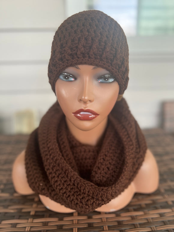 Chocolate Hooded cowl and hat