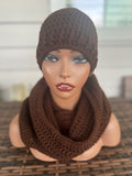 Chocolate Hooded cowl and hat