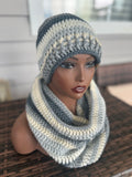 Shades of gray Hooded cowl and hat