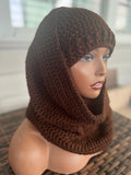 Chocolate Hooded cowl and hat