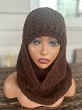 Chocolate Hooded cowl and hat