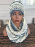 Shades of gray Hooded cowl and hat