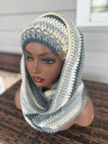 Shades of gray Hooded cowl and hat