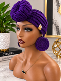 Purple Royalty Crochet headband & Earrings Set