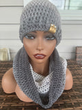 Gray ombre Hooded cowl and hat