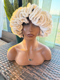Black and ivory ruffle hat