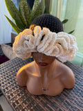 Black and ivory ruffle hat