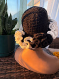 Black and ivory ruffle hat