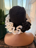 Black and ivory ruffle hat