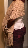 Pocket shawl with fringes