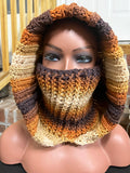 Brown ombre hooded turtleneck