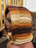 Brown ombre hooded turtleneck
