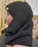 Black hooded cowl and hat set