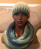Purple/black Hooded cowl and hat