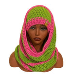 Pink and Green Hooded cowl and hat