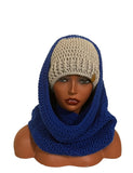 Blue Hooded cowl and hat