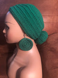 Top knot beanie and earrings set