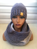 Gray ombre Hooded cowl and hat