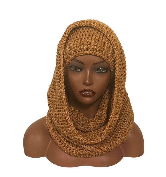 Caramel Hooded cowl and hat