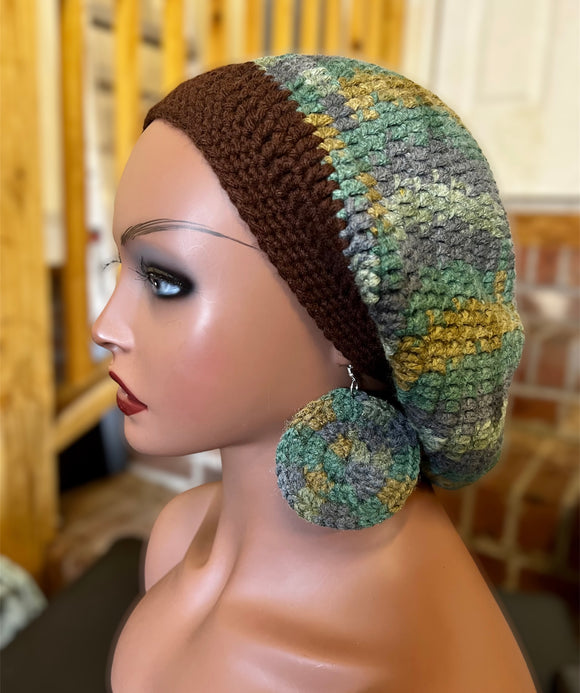 Slouch beanie and earrings set