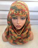 Purple and Gold Hooded cowl and hat