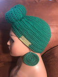 Top knot beanie and earrings set