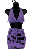 Bra top and mesh skirt cover up