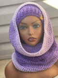 Purple ombre Hat and scarf set