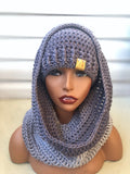 Gray ombre Hooded cowl and hat