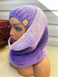 Purple ombre Hat and scarf set