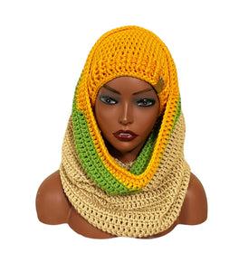 Hooded scarf and hat set